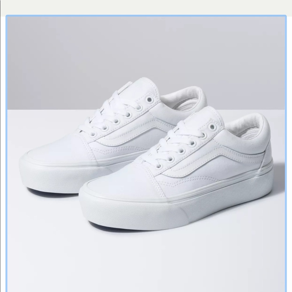 Old School platform white vans